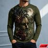 Long Sleeve T Shirt Men Vintage Mask Dark Rose 3d Print Feather Moonlight Graphic Tee Festival Party Streetwear Casual Goth Tops