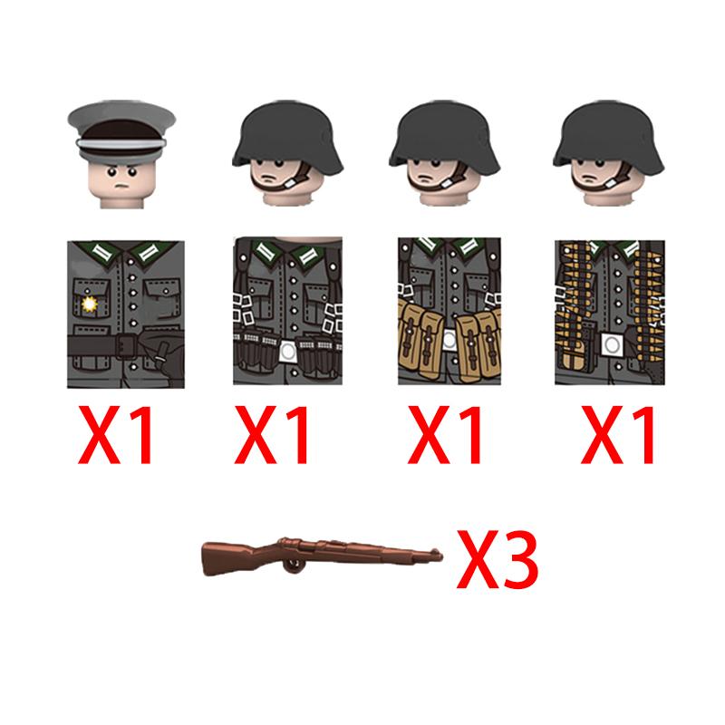 Military Soldier Building Block Figure British US Snow Camouflage Troop MP40 M1A1 Motorcycle Accessories Toys Gift Brick Z02