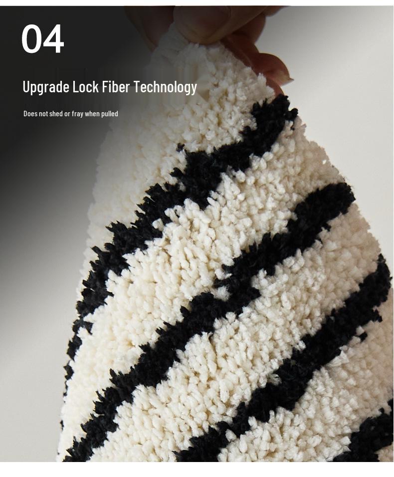 Thickened Blue & Black Striped Non-Slip Carpet Mat: Water-Absorbent, Wear-Resistant for Bedroom or Bathroom.