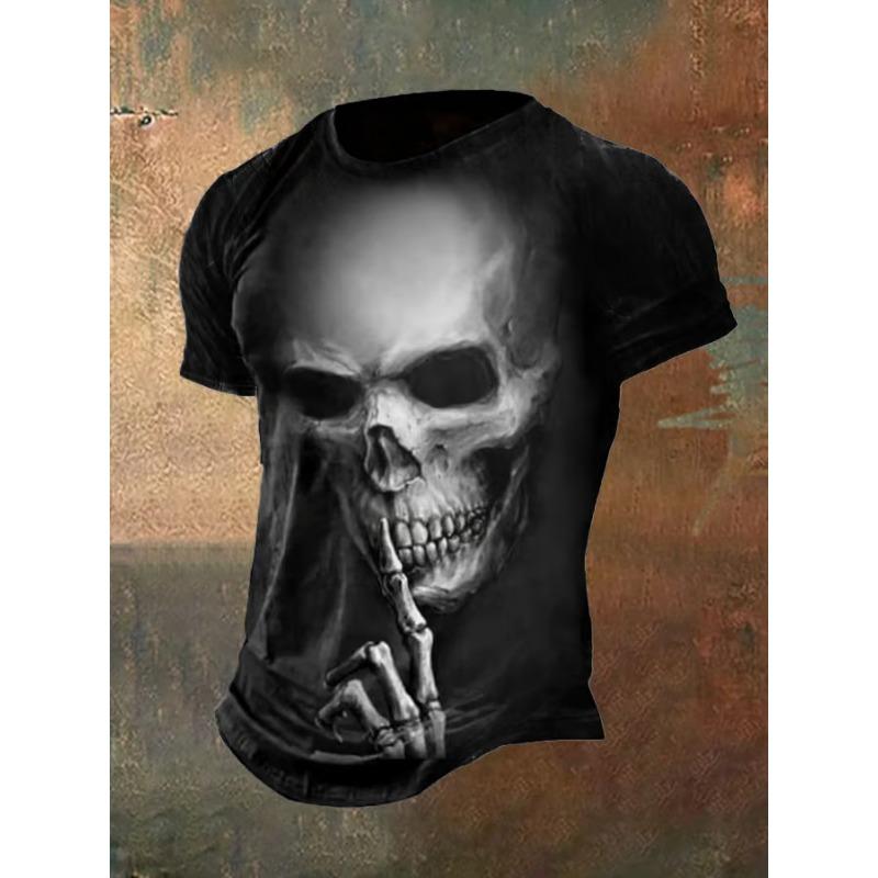 Vintage Men's T-shirts Dark Skull Graphic 3D Printed T Shirts Men Women Hip Hop Short Sleeve O-Neck Tee Loose Casual Street Tops