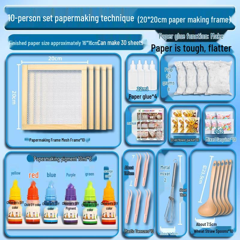 DIY Ancient Papermaking Kit for Kids: Educational Flower & Plant Pulp with Wooden Frame Screen Tools