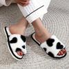 Fashion Women's Autumn Colorful Low Platform Plush Slippers Love Print Fluffy Cotton Shoes Casual Home Woman Man zapatos de mujer