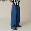 INCERUN Men Drawstring Elastic Waist Rumple Long Sweatpants Casual Loose Sport Trousers