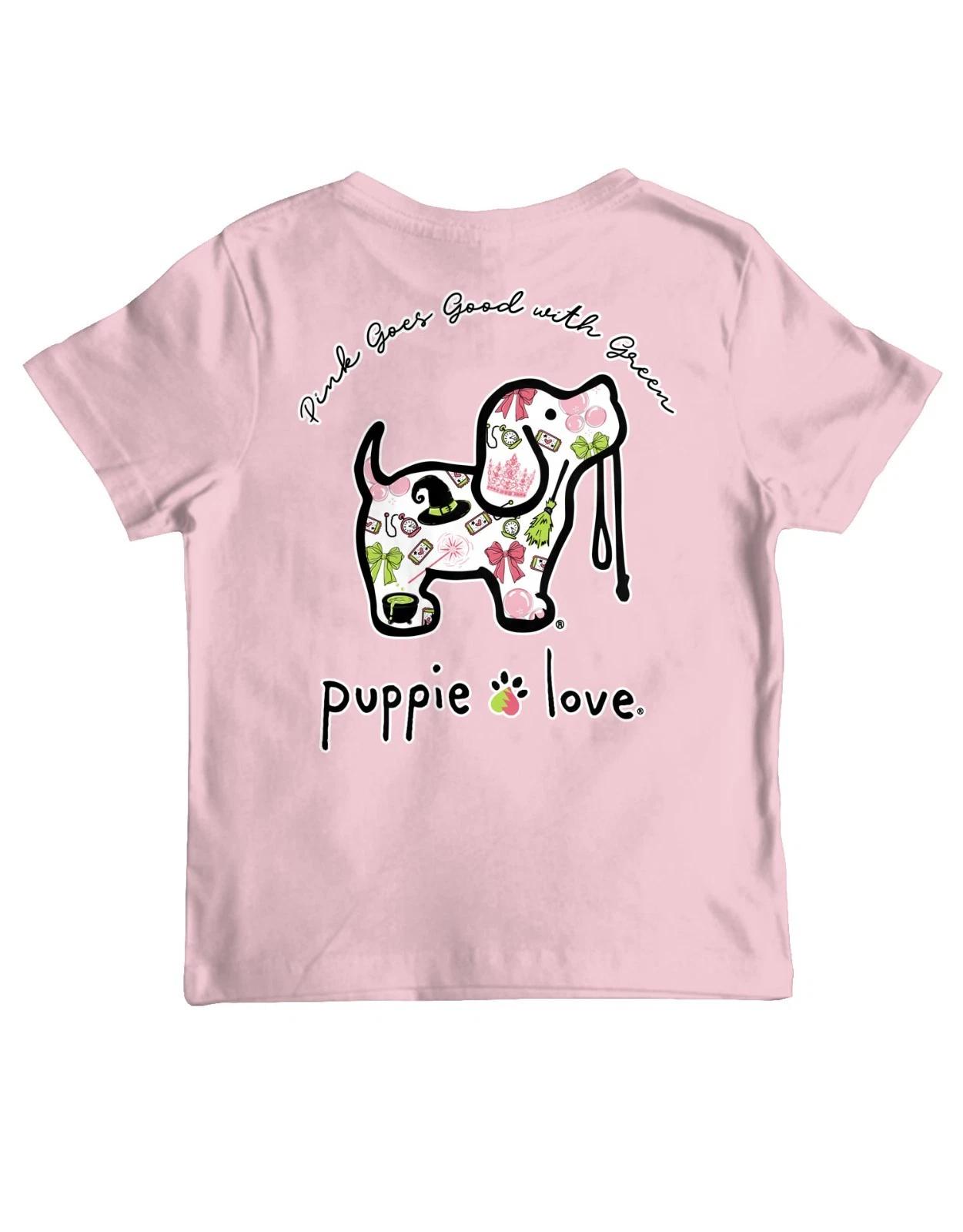 New PUPPIE LOVE Youth Pink Goes Good with Green Wizard of Oz T-Shirt, Kids Shirt M
