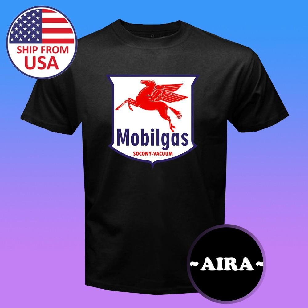 Mobilgas Pegasus Oil Gasoline Car Motorcycle Men s Black Size S-5XL 2XL