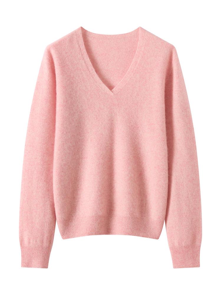 Autumn Winter Cashmere Knit Women's Long Sleeve Base Layer – Soft, Comfortable, Solid Color, Versatile Fashion.