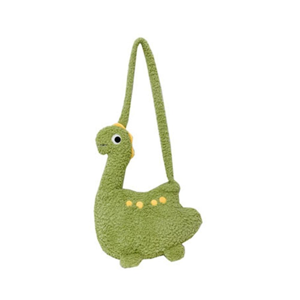 Solid Color Cartoon Crossbody Bag Plush Shoulder Bags Portable Long Neck Dinosaur Bag  Travel