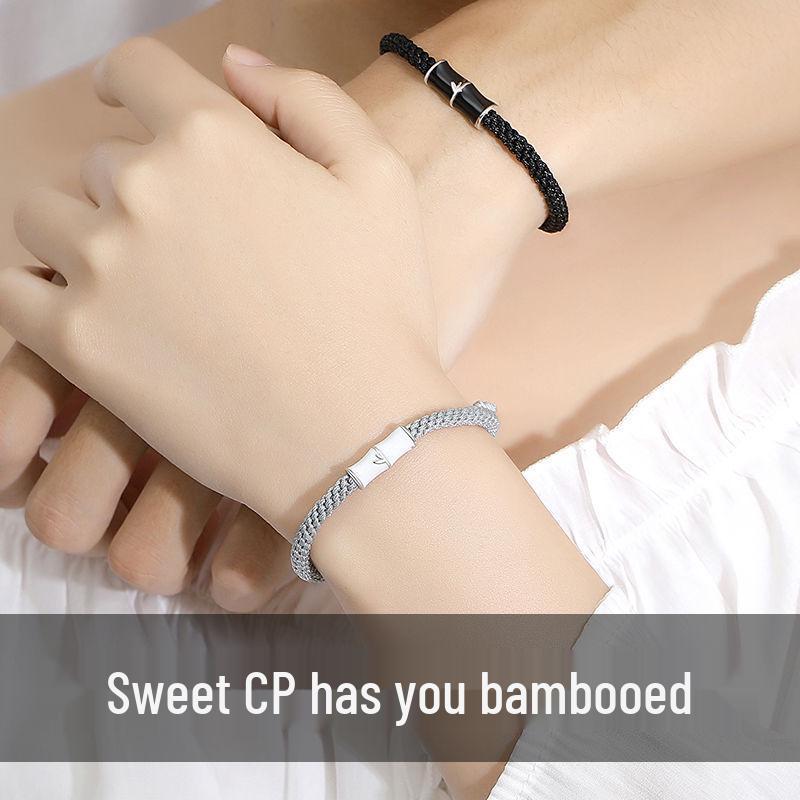 Brățări de cuplu împletite manual în stil chinezesc pentru bărbați și femei - Design de nișă, perfecte pentru cadou de Ziua Îndrăgostiților