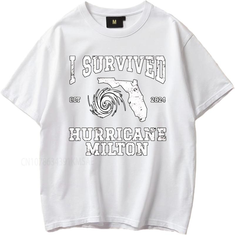 Plus Size summer For man tshirt I Survived Hurricane Milton Florida 2024 Oct Short Sleeve Street Wear Crew Neck tops