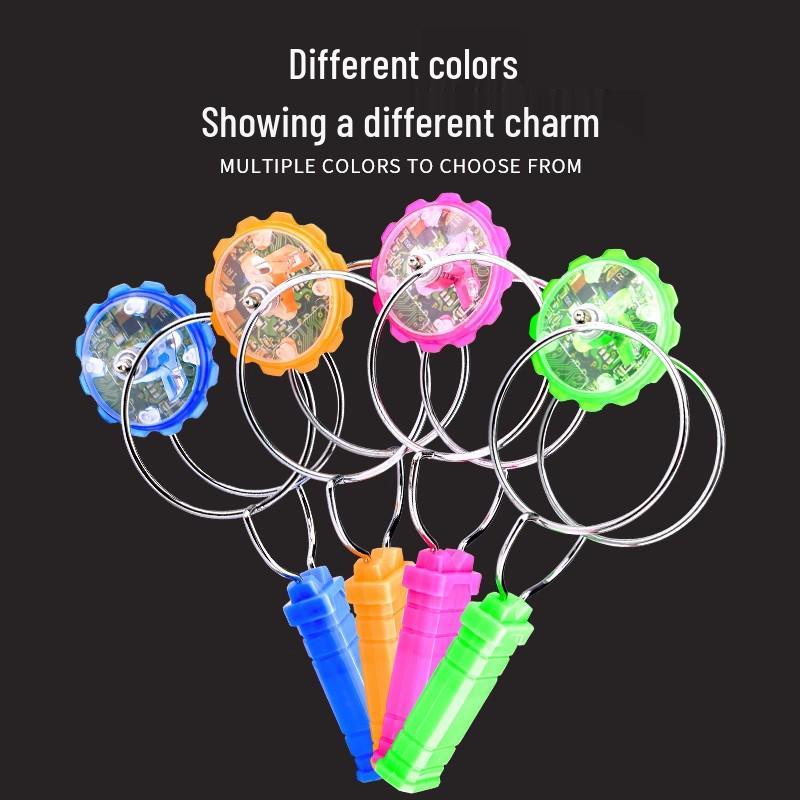 Hand-Cranked Rotating Seven-Color Magnetic Gyro Yo-Yo Educational Toy Luminous Gyroscope