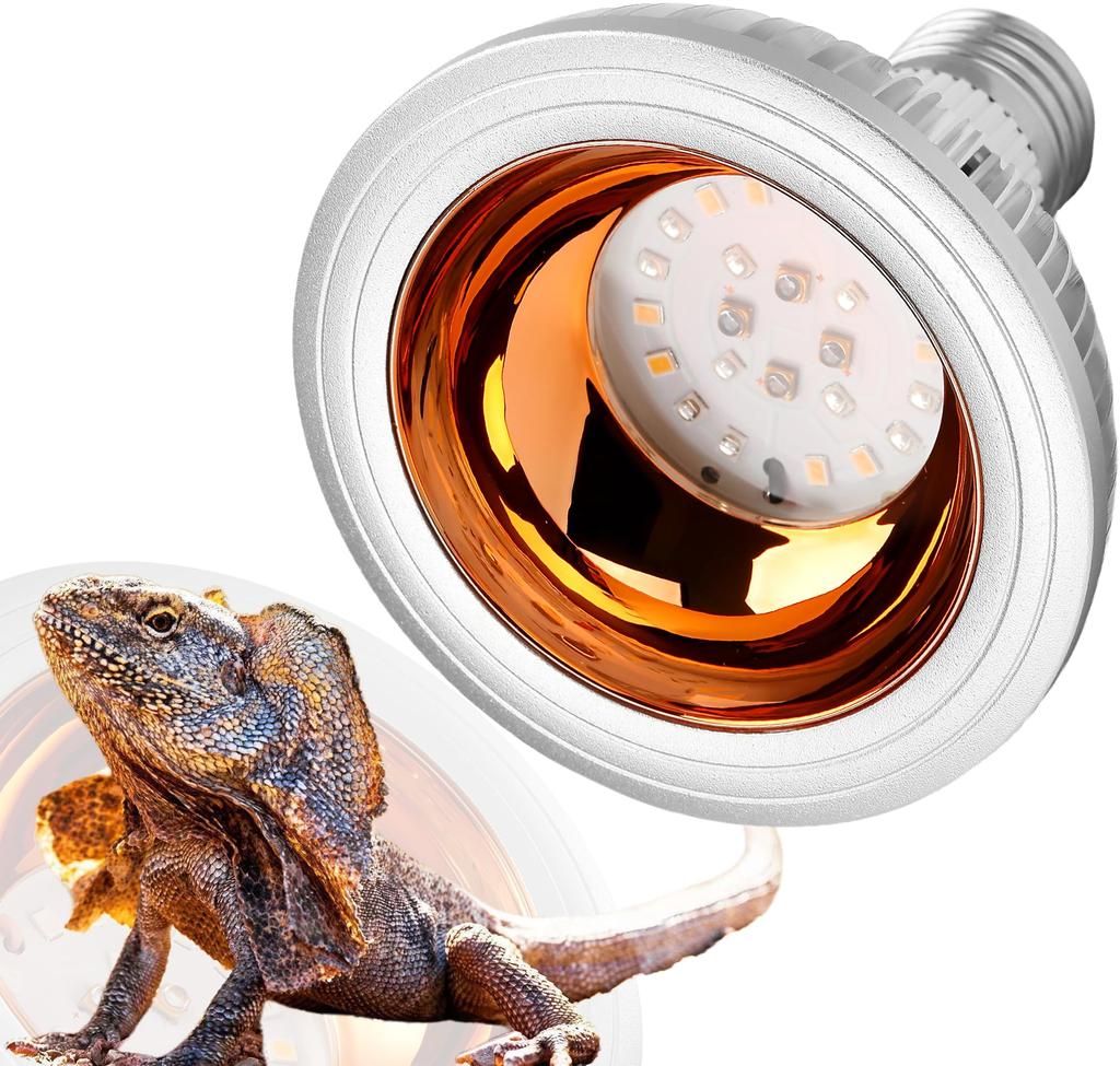 ANJOJOA Reptile UV Light LED UVA UVB Reptile Light Ultra High Output Value Dimmable Long Distance Illumination Large Reflective Dome Structure PSE