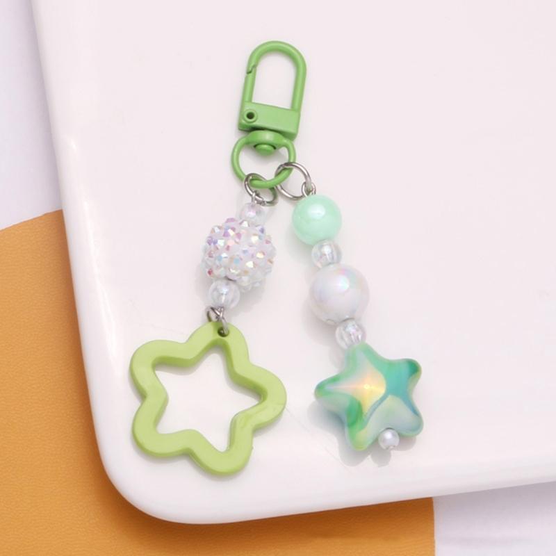 Gradient Pentagram Star Charm Keyring Backpack Decoration Handmade Pendant Keyring Fashion Bag Charm Sweet Cool Keychain