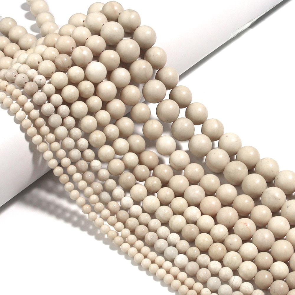 1 Strand Natural Stone Beads 4/6/8/10/12mm Beige Round Loose Beads For Jewelry Making DIY Crafts Bracelets Necklace Accessories