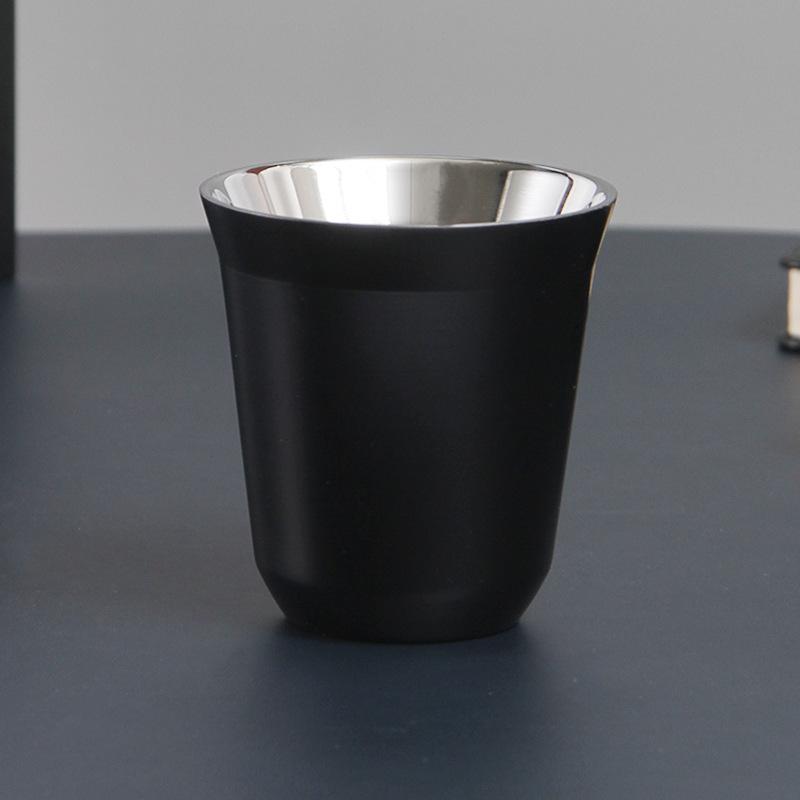 Nerezové šálky na espresso Dvoustěnné izolované šálky Demitasse šálky Šálek na kávu pro pití kávy, Dárek pro něj Termohrnek