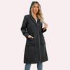 Oversized Long Casual Windbreaker for Women, Waterproof, Hooded, Solid Color Top, Striped Lining, Straight Cut Jacket
