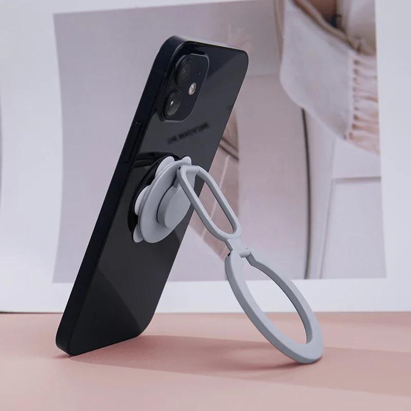 Foldable Mobile Phone Holder Suction Cup Magnetic Phone Stand 360° Rotatable Finger Ring Holders For iPhone 15 16 Xiaomi Samsung