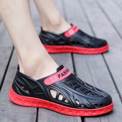 Hole Shoes Men'S Non-Slip Beach Shoes Outside Casual Hollow Slippers Trendy Sports Bag Head Sandals