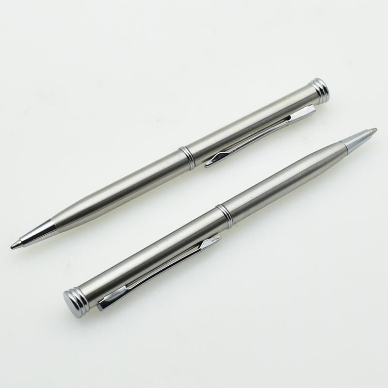 Mini Penna a Sfera Portatile in Metallo 0,7 mm Ricarica Nera Penna a Sfera a Rotazione Penna per Firma Materiale di Cancelleria per Ufficio/Scuola