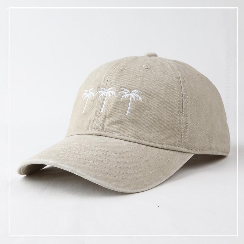Unisex Washed Cotton Cap coconut palm Embroidery Vintage Baseball Cap Men Women Adjustable Casual Outdoor Streetwear Sports Hat