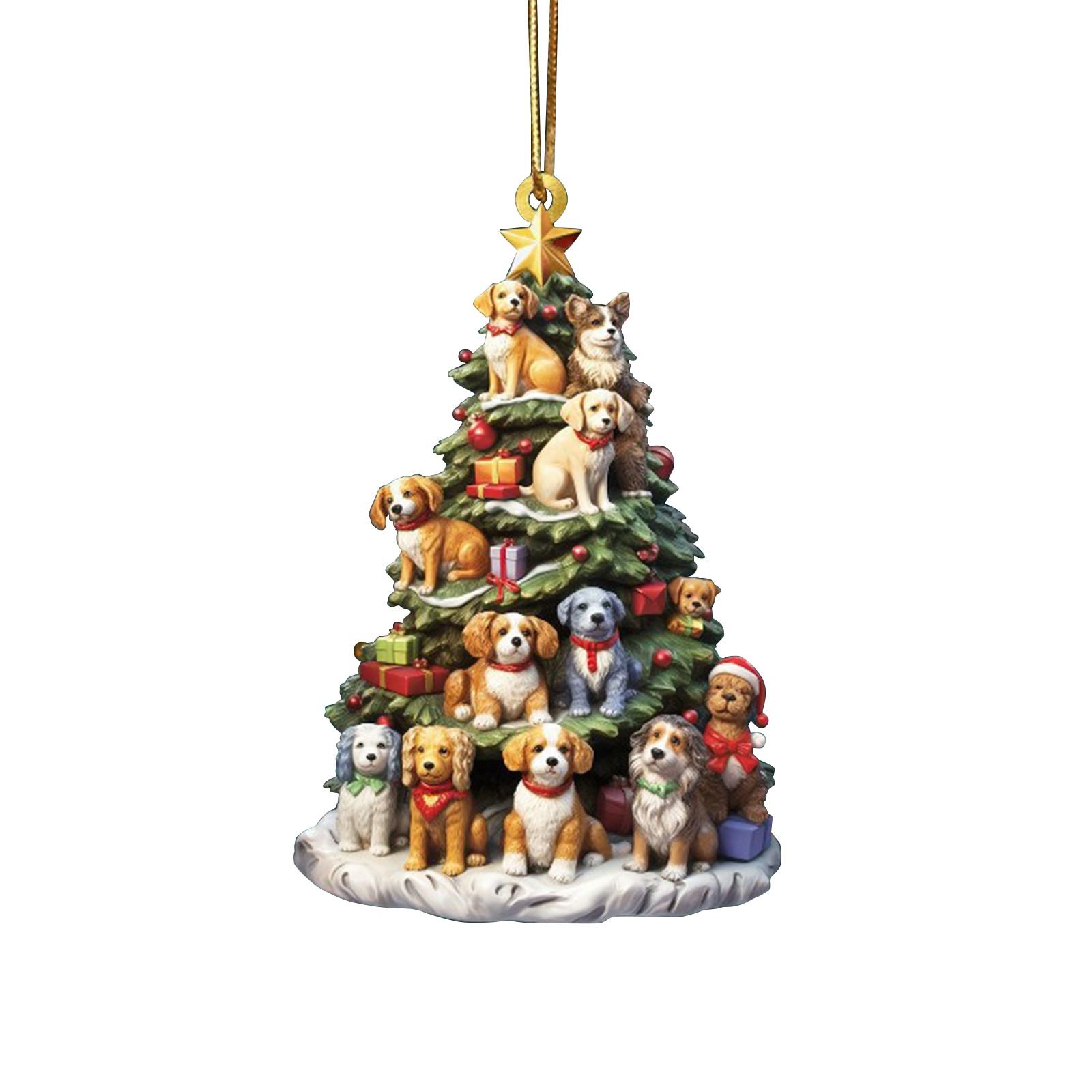 

Christmas Tree Dogs Pendant, Christmas Acrylic Decoration, Holiday Home Decor One Size