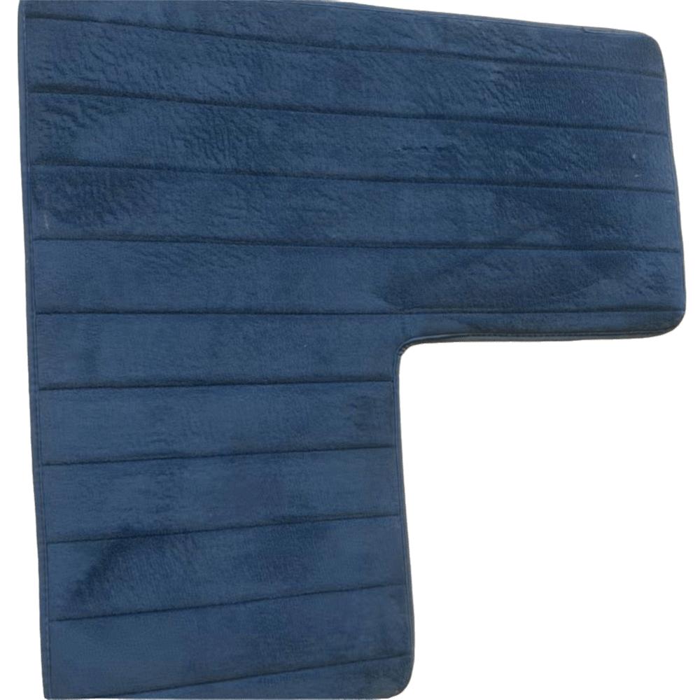 Striped L-Shaped Bathroom Floor Mat Coral Velvet Non-Slip Doormat Absorbent Foot Mat Shower Room