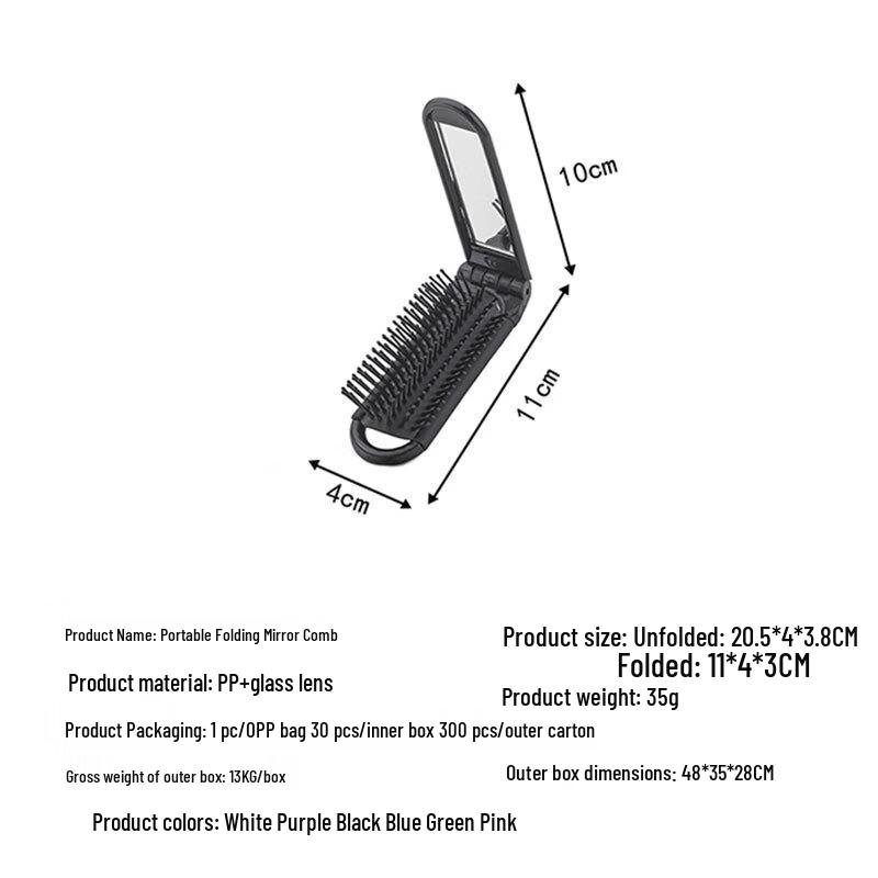 Portable Folding Mirror Comb Set