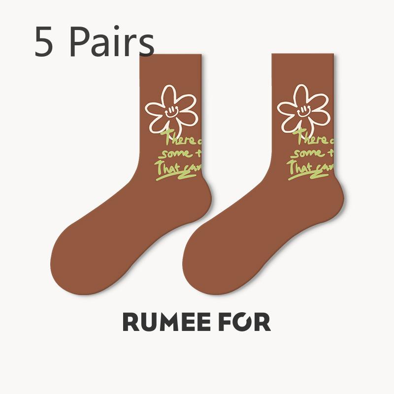 5 Pairs of Women's New Autumn Sweat-absorbing Non Slip Tube Socks