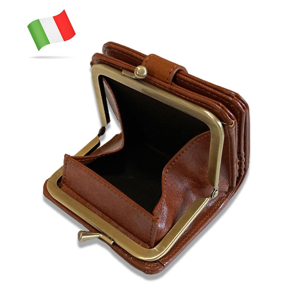 Italian Leather Clasp Wallet In Red