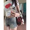 Women's High Waist Distressed Denim Shorts - Summer A-Line Slimming Style