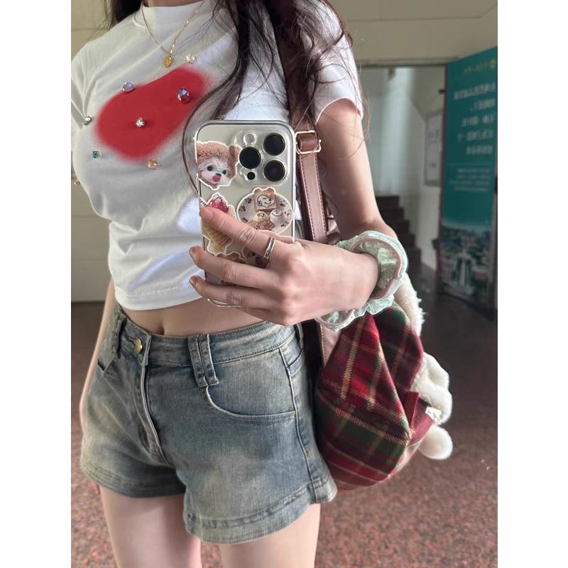 Women's High Waist Distressed Denim Shorts - Summer A-Line Slimming Style