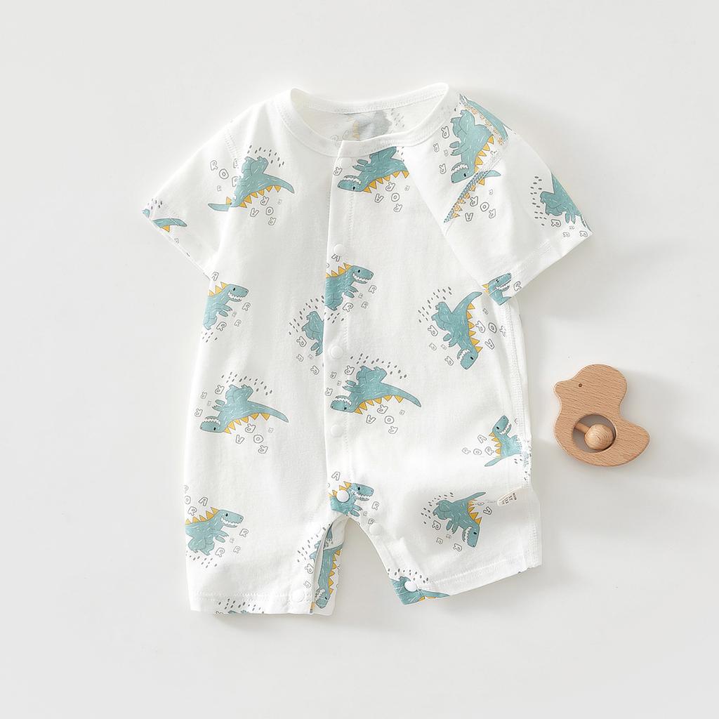 Baby Short Sleeve Romper, Lightweight Infant One Piece Pajamas, Summer Air Conditioning Outfit for Newborn Boys and Girls