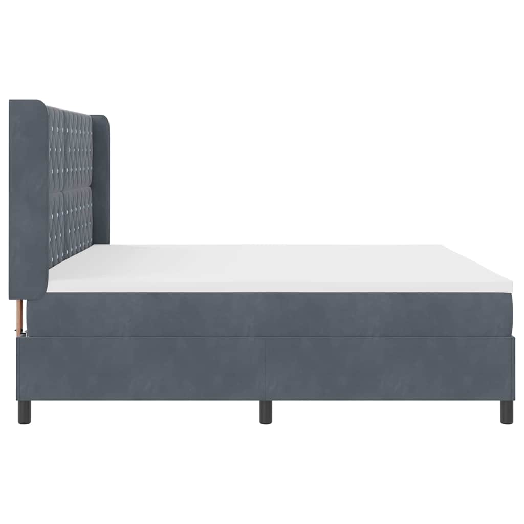 Box Spring Bed with Mattress and LED Dark Grey 200 X 200 Cm Velvet