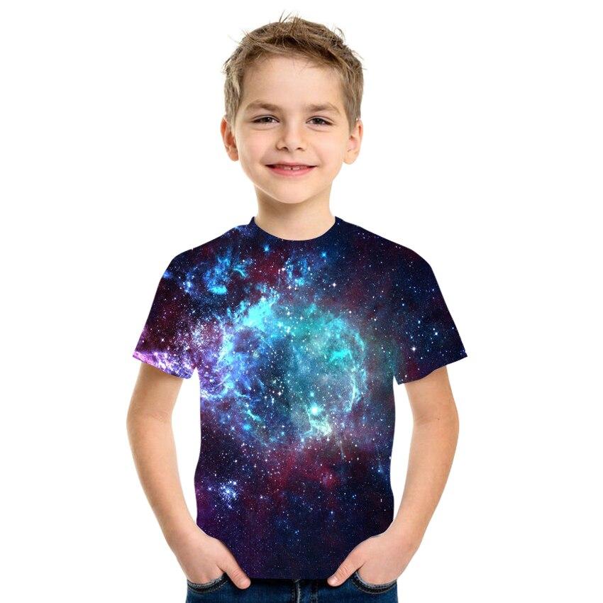 Letnia koszulka dziecięca kosmiczna gwiaździste niebo z nadrukiem 3d Harajuku Koszulka z krótkim rękawem