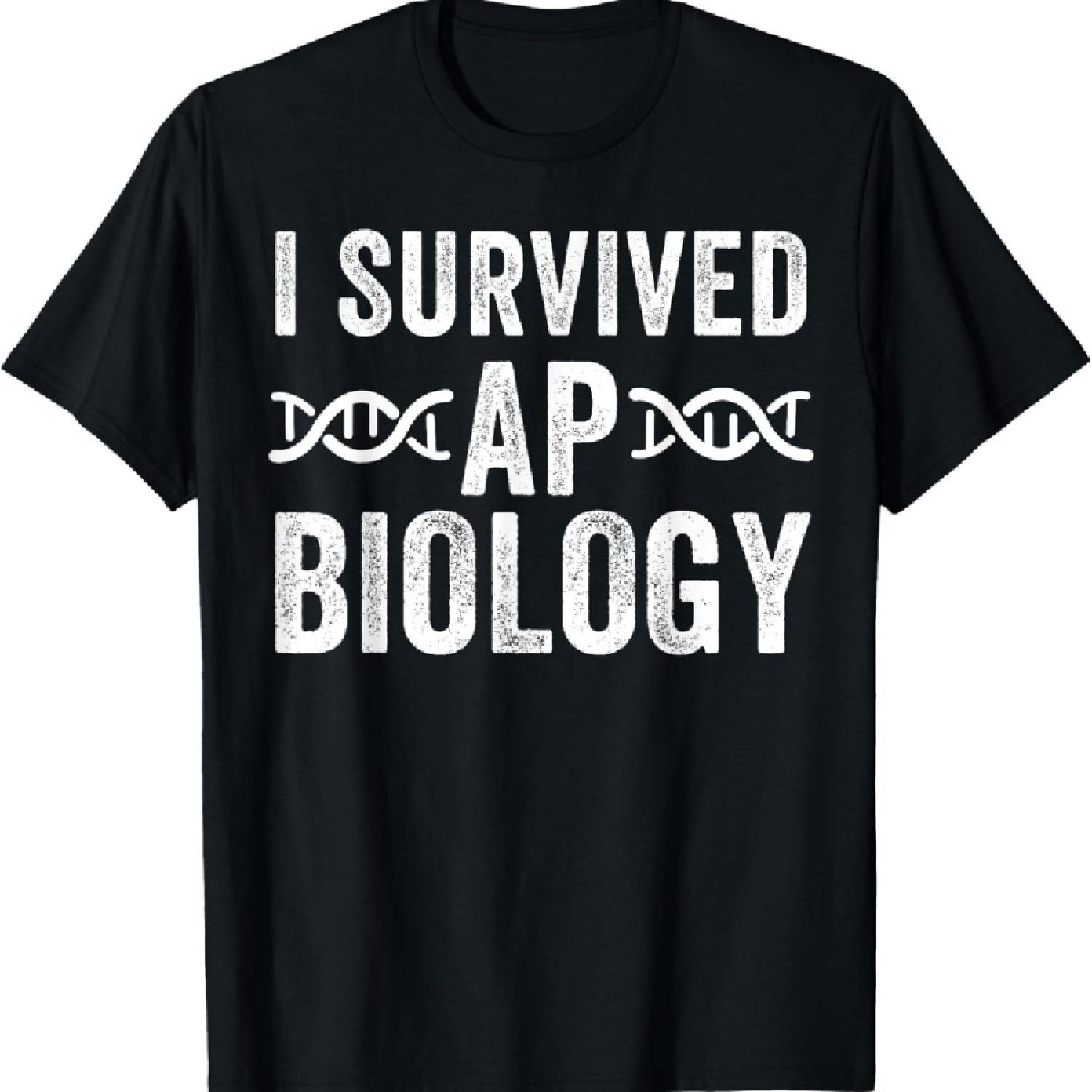 

Я выжил на AP биологии Смешная футболка для класса старшей школы с экзаменом AP по биологии XXXXXL чёрный
