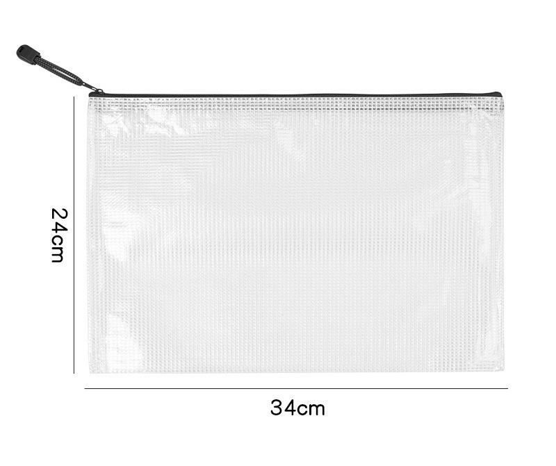 3pc Thickened Transparent Document Bag A4 Official Document Bag Mesh Zipper Bag, Large Capacity A4 File Bag, Waterproof File Bag