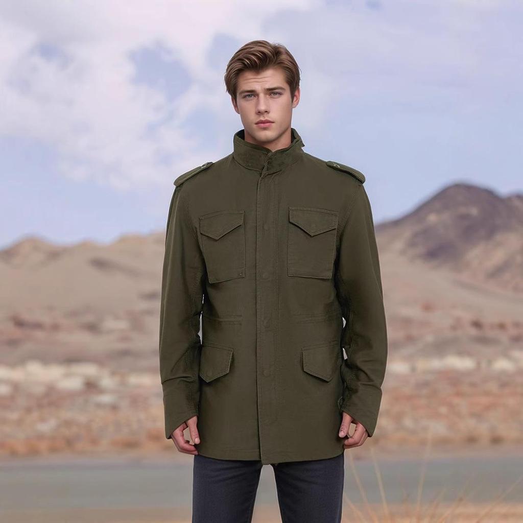 2025 Cross-Season Men's Retro Workwear Jacket: Loose Fit, Multi-Pocket Casual Outerwear