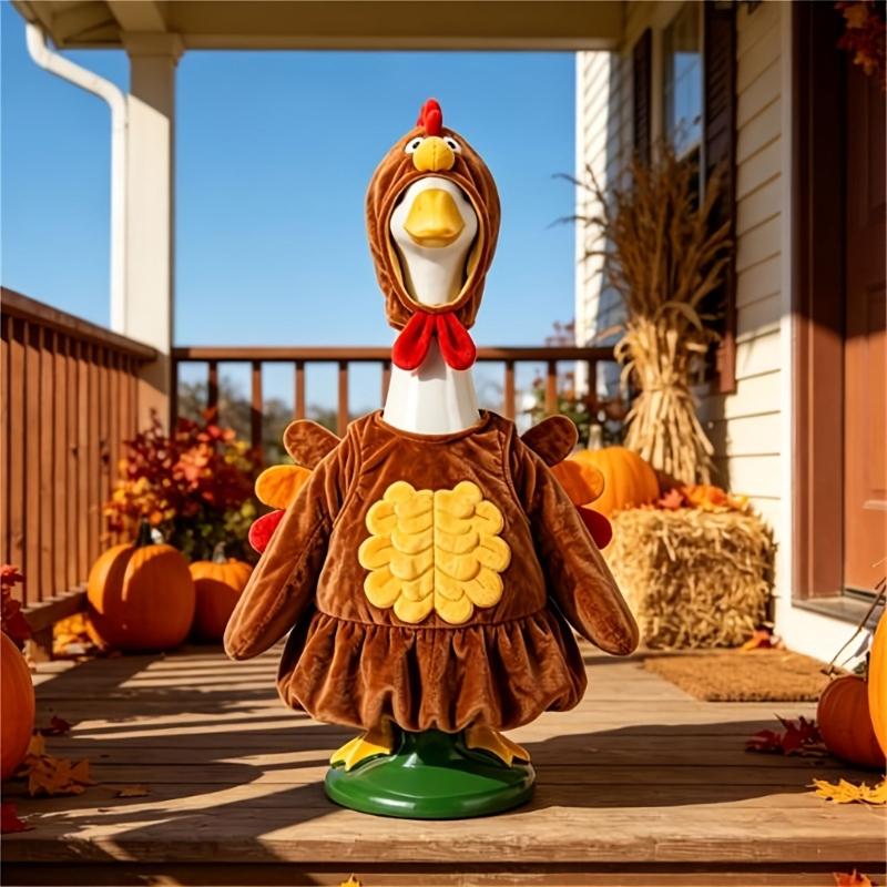 Seasonal Geese Statue Clothes, 23-Inch Porch Costume for Fall and Thanksgiving Household Decorating Displays