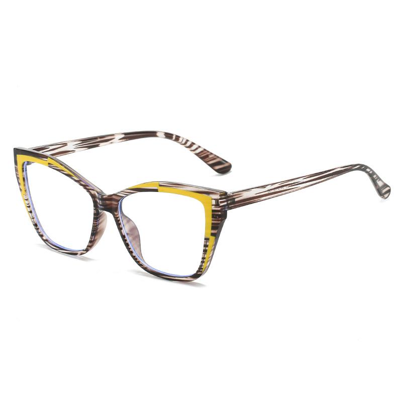 JYL TS Color Block Cat Eye Glasses Blue Light Blocking Daily Wear Women KD97204 A-2737 королевские лазурный