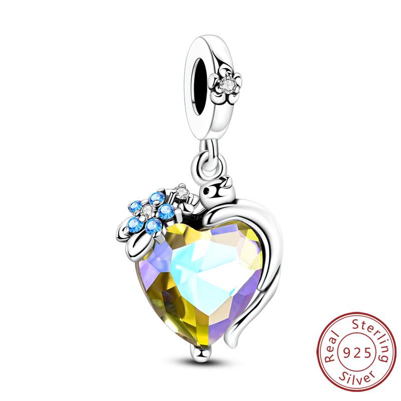 Charms Copper Love Bow Four-Leaf Clover Heart Rose Panda Cat Charms Beads Pendant Fit Original Bracelet Diy Jewelry