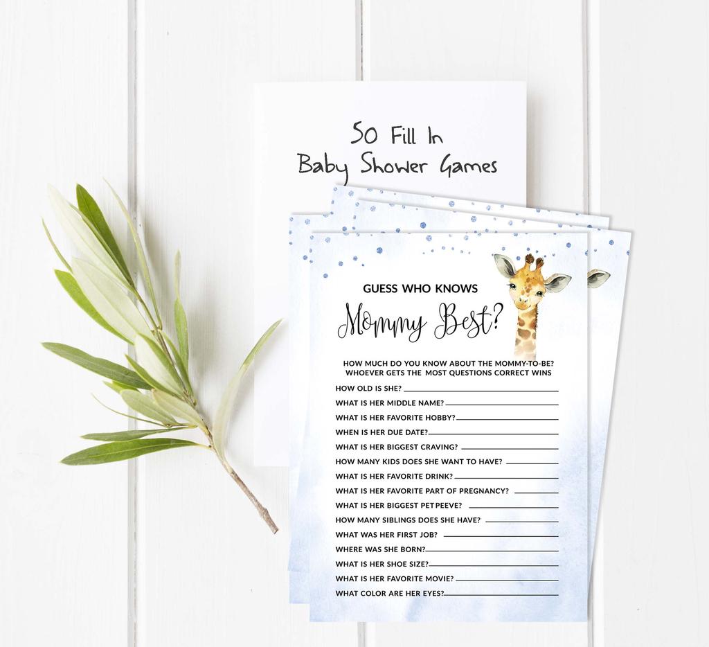 Inkdotpot Baby Shower Game Set Of 50 BabyA  AlphabetA  ABCA  Game Giraffe Jungle Animals Party