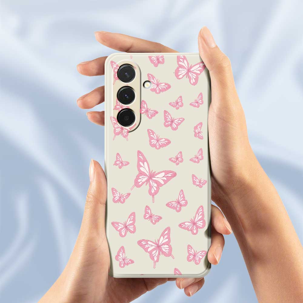 For Samsung Galaxy A36 5G Case Pink Butterflies Pattern Printing Straight Edge TPU Phone Back Cover