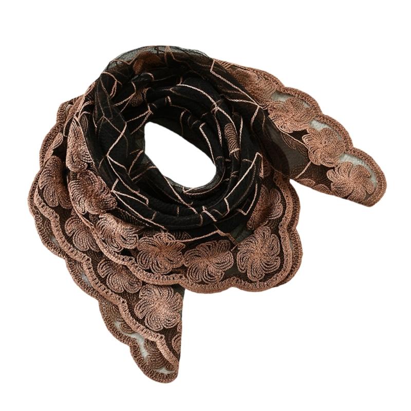 Elegant Embroidery Flower Lace Head Cover Breathable Bandana Head Scarf For Stylish Outfit Turban Headwrap for Daily Use