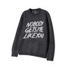 NODU Brushed Lettering Jacquard Round Hairy Knit [Charcoal]