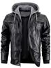 Men's PU Leather Hooded Jacket - European & American Style, Autumn/Winter Motorcycle Design