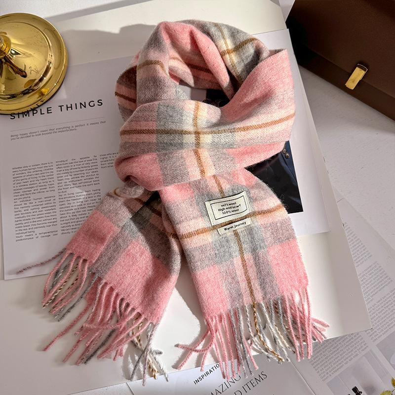 Wool  Women Scarf Luxury Cashmere Winter Blanket Wraps Casual Plaid Print Pashmina Bufanda Travel Poncho Stoles Echarpe