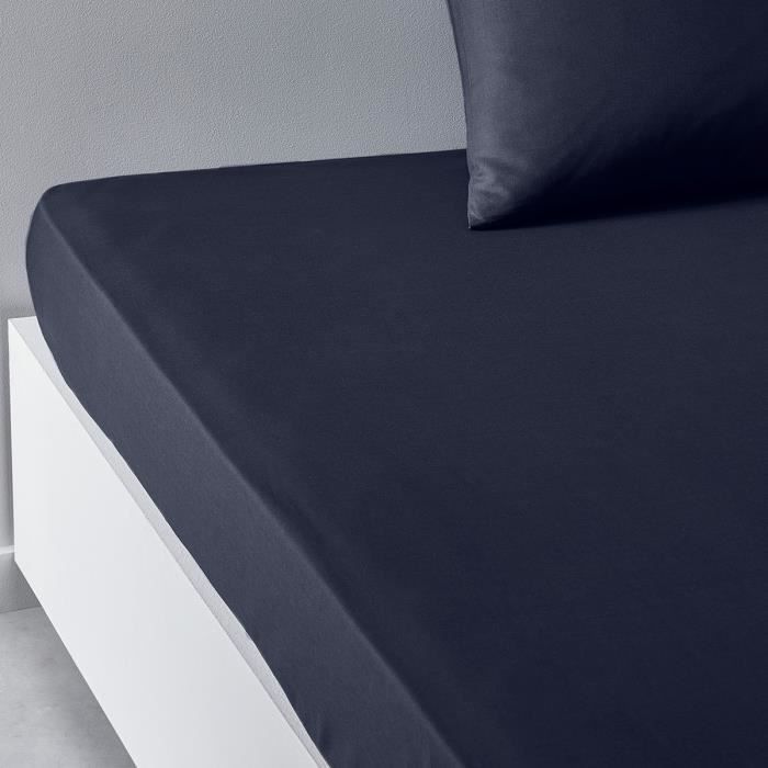 Drap housse pour lit ESSENTIAL - TODAY - Bleu marine 160x200 cm
