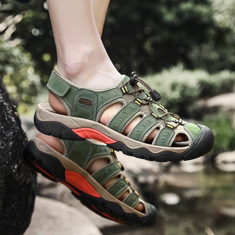 Velké pánské sandály z pravé kůže letní pánské plážové sandály Venkovní sandály pro muže