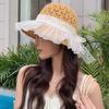Hat High-Density Sunscreen Fabric Wide Brim Fisherman Hat Bowknot Lace-up Mesh Yarn