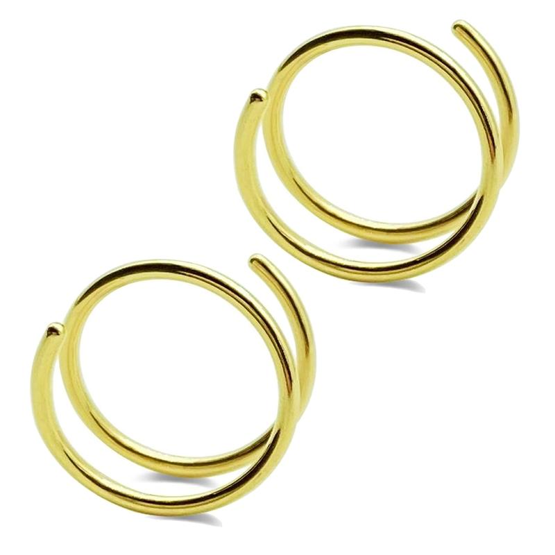 4Pieces Nose Rings Hoops Surgical Steel Double Spiral Nose Ring Left or Right Single Pierced Nose Piercing for Women Men