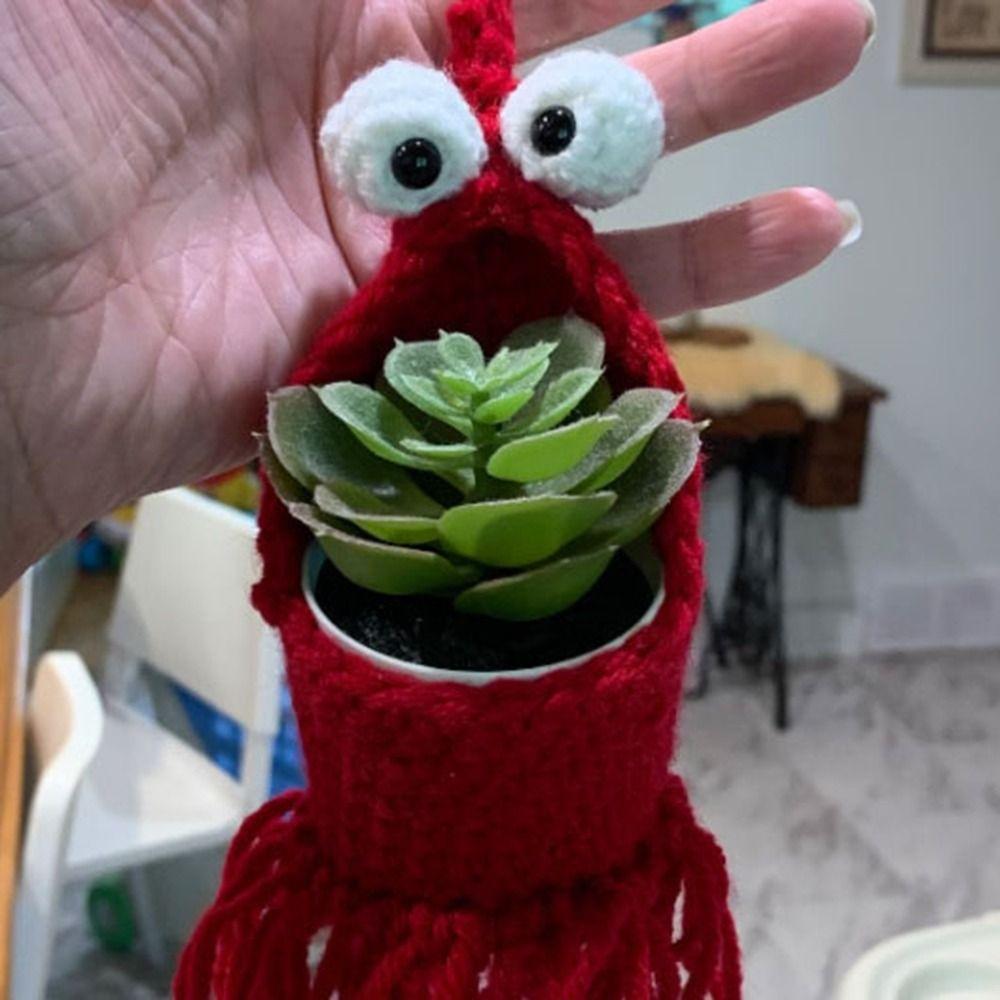Lobster-Shaped Crochet Plant Hanger Cotton Woven Crochet Car Hanger  for Home